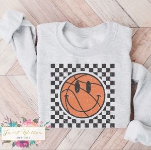 Checkered Retro Basketball Crewneck Sweatshirt